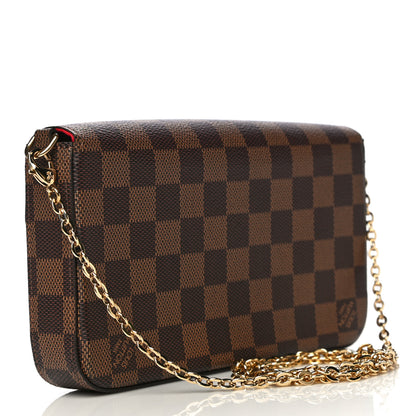 Louis Vuitton Damier Ebene Pochette Felicie Chain Wallet 3 of 13
