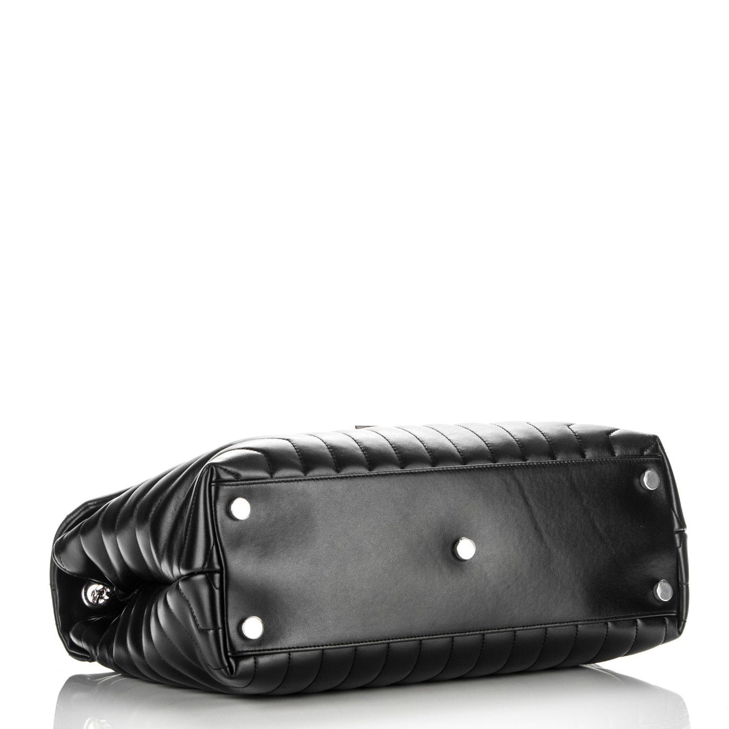Calfskin Y Quilted Monogram Large Loulou Chain Satchel Black