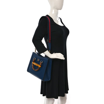Gucci Textured Dollar Calfskin Web Small Diana Tote Bag Royal Crop 2 of 9