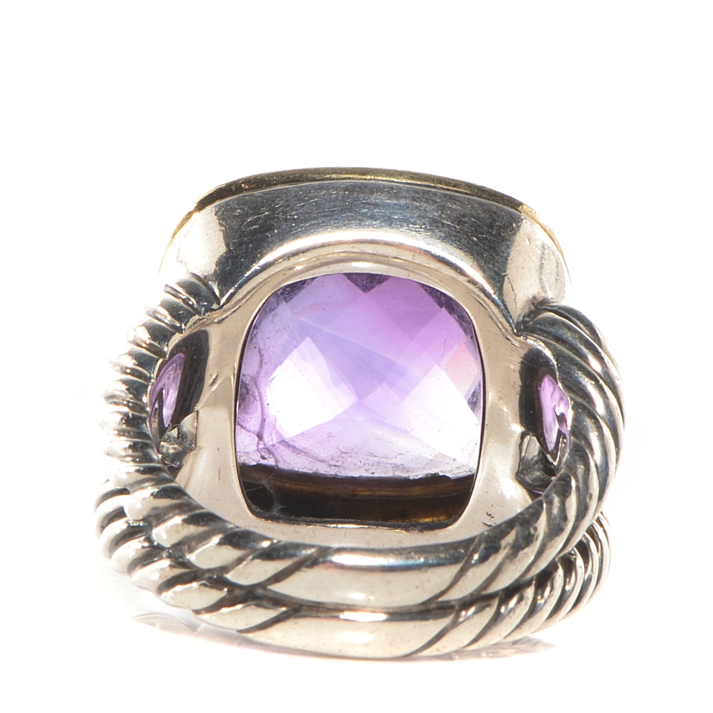 Sterling Silver 18K Yellow Gold Amethyst 17mm Albion Ring 57 8