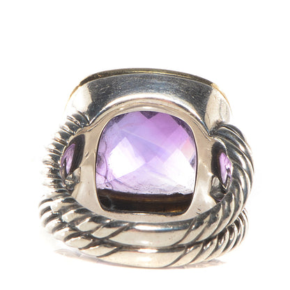 David Yurman Sterling Silver 18K Yellow Gold Amethyst 17mm Albion Ring 57 8 3 of 5