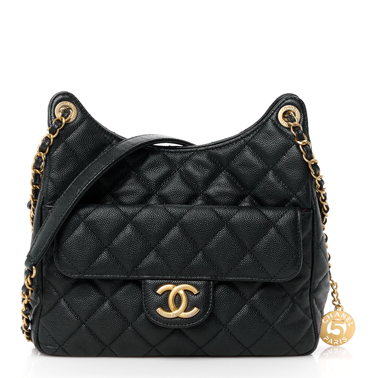 Chanel Caviar Quilted Wavy CC Hobo Black 1 of 13
