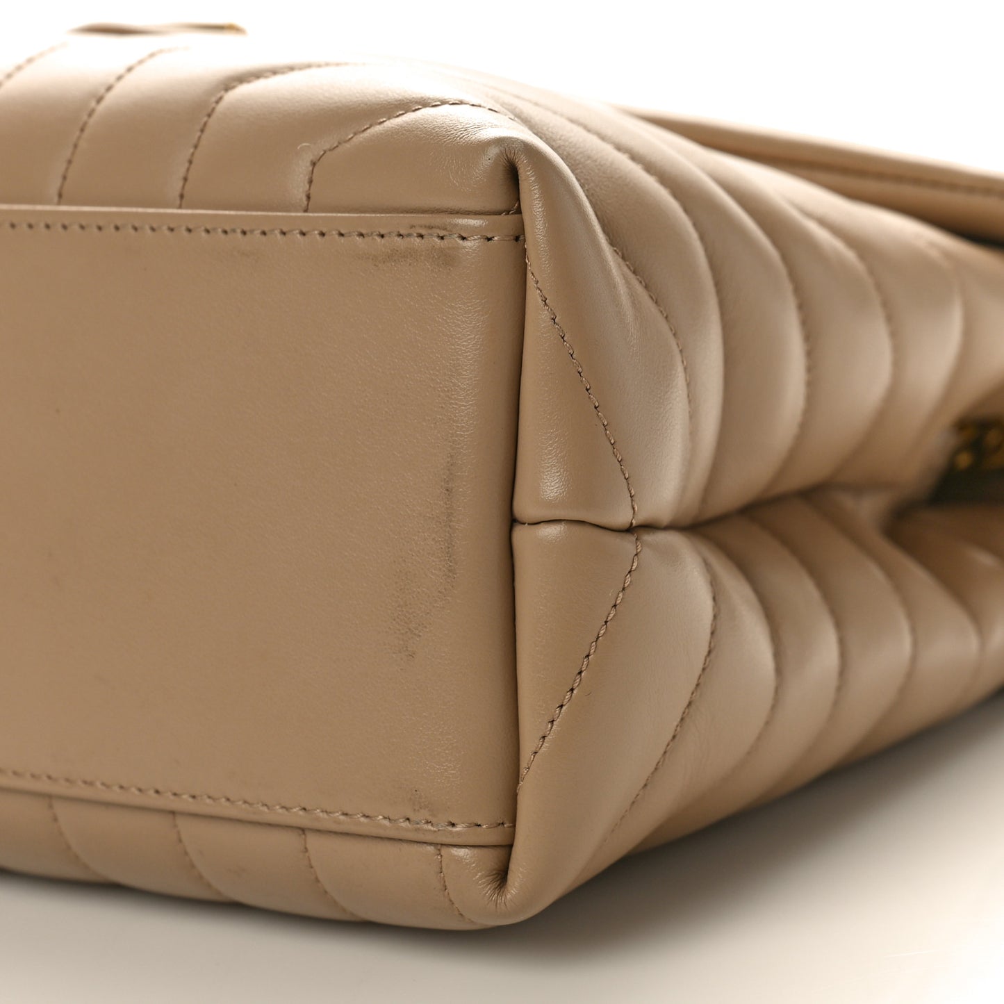 Calfskin Y Quilted Monogram Medium Loulou Chain Satchel Dark Beige