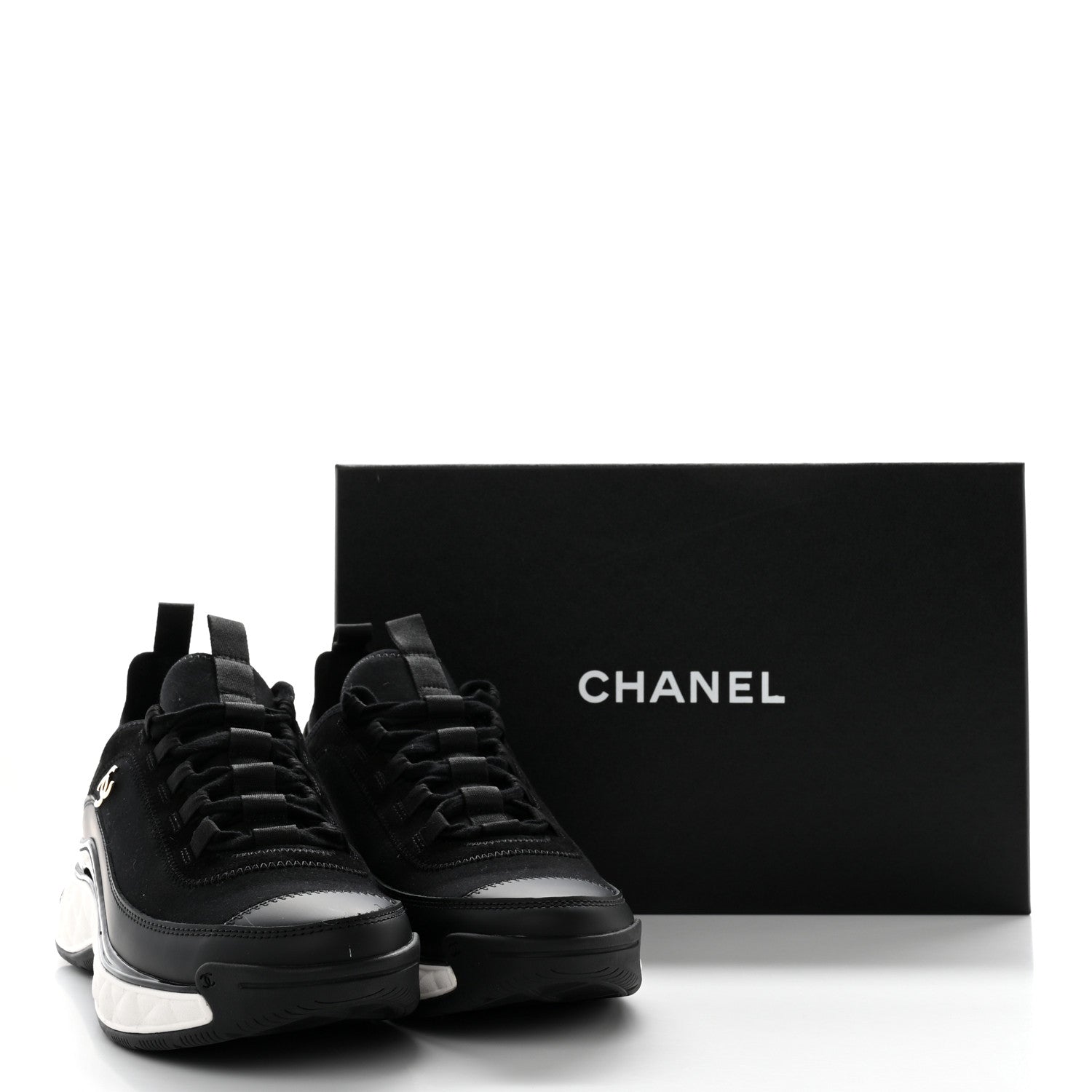 Chanel Velvet Calfskin Mixed Fibers CC Sneakers 38 Black 13 of 13