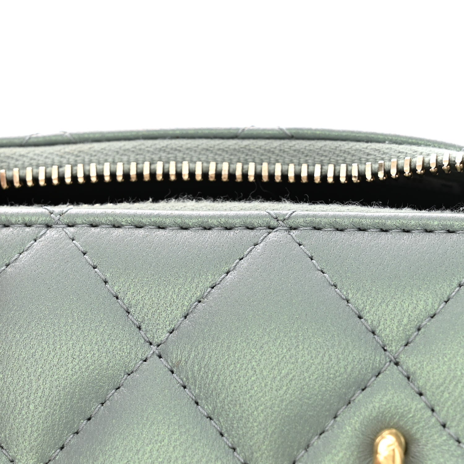 Chanel Metallic Lambskin Quilted Small CC Dynasty Vanity Case With Chain Grey 14 of 14