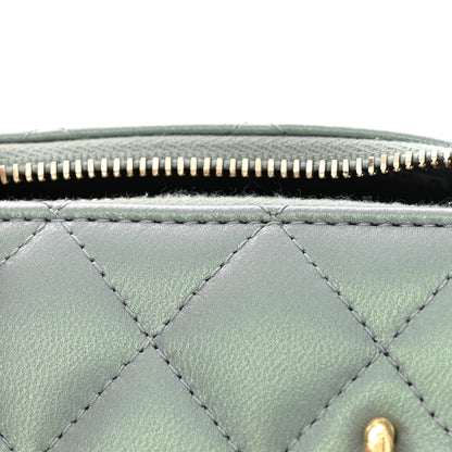 Chanel Metallic Lambskin Quilted Small CC Dynasty Vanity Case With Chain Grey 14 of 14