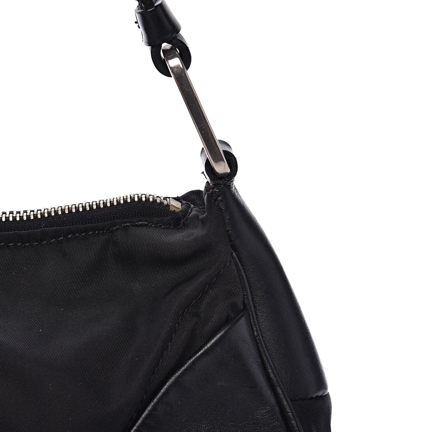 Tessuto Nylon Soft Calfskin Shoulder Bag Black