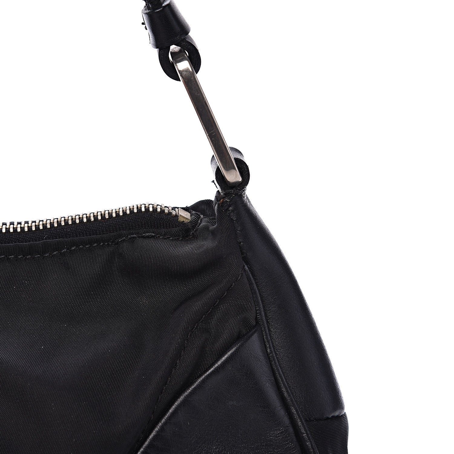 Prada Tessuto Nylon Soft Calfskin Shoulder Bag Black 11 of 15