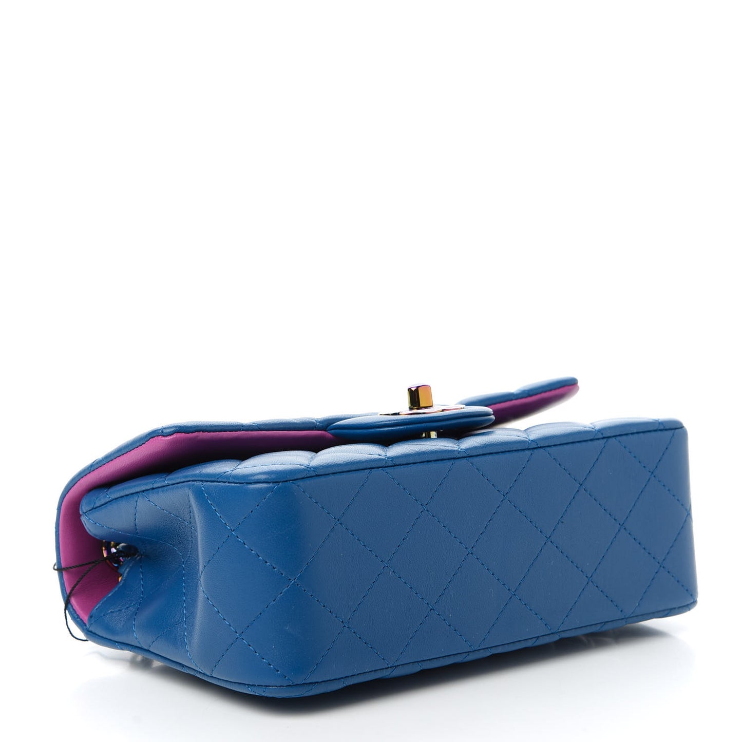 Lambskin Quilted Mini Rectangular Flap Blue Purple