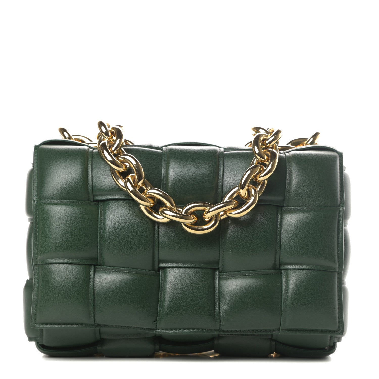 Bottega Veneta Lambskin Maxi Intreccio Padded Chain Cassette Crossbody Bag Raintree 1 of 12