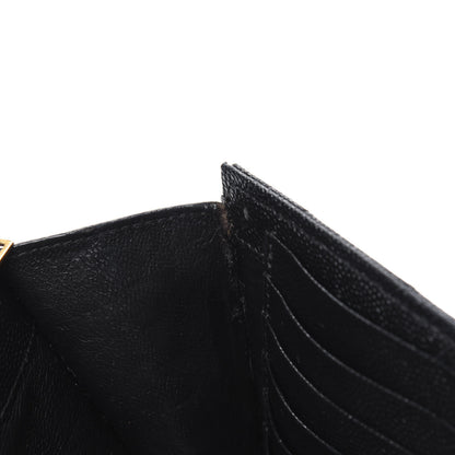 Saint Laurent Grain De Poudre Matelasse Chevron Medium Monogram Chain Wallet Black 6 of 7