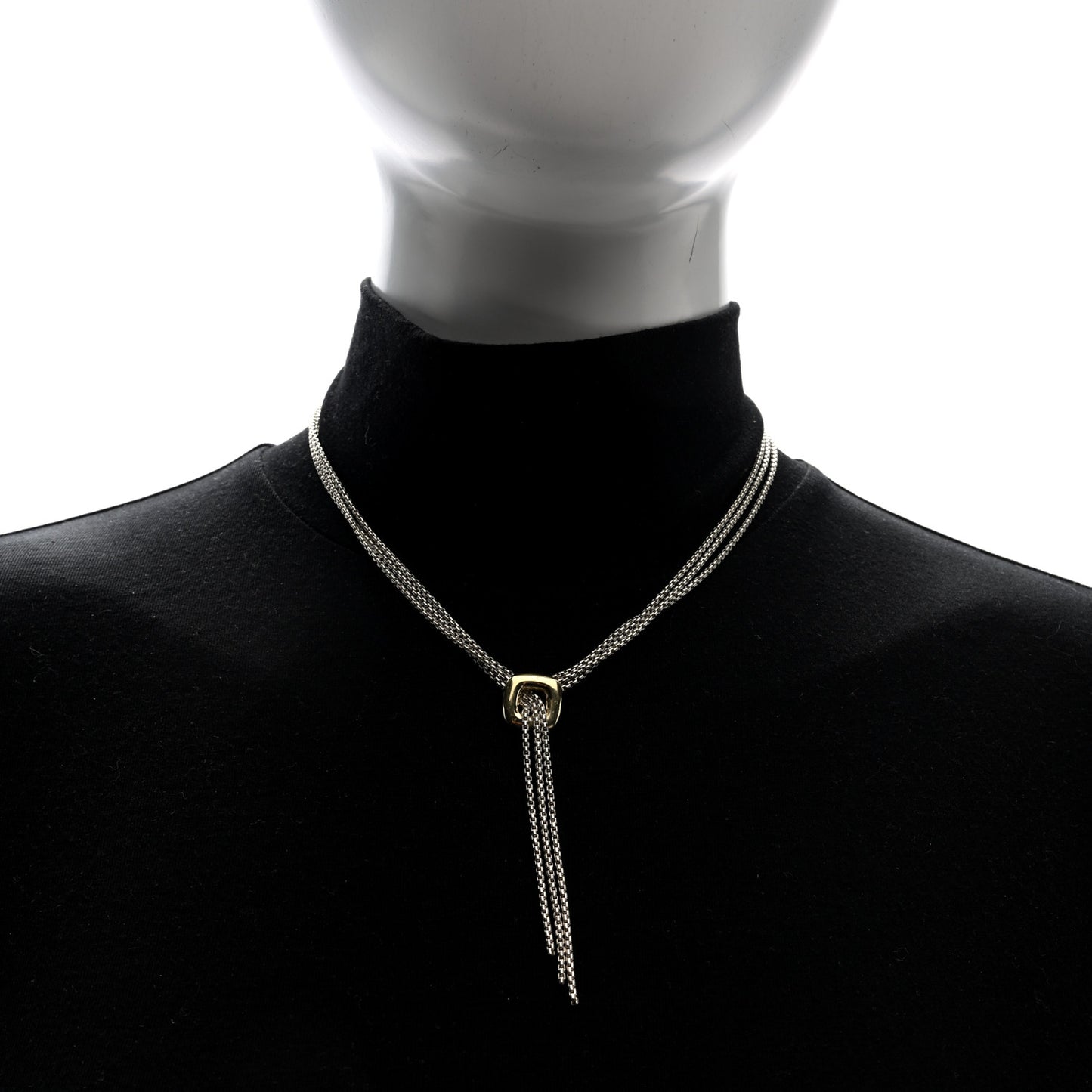 Sterling Silver 18K Yellow Gold Lariat Waterfall Necklace