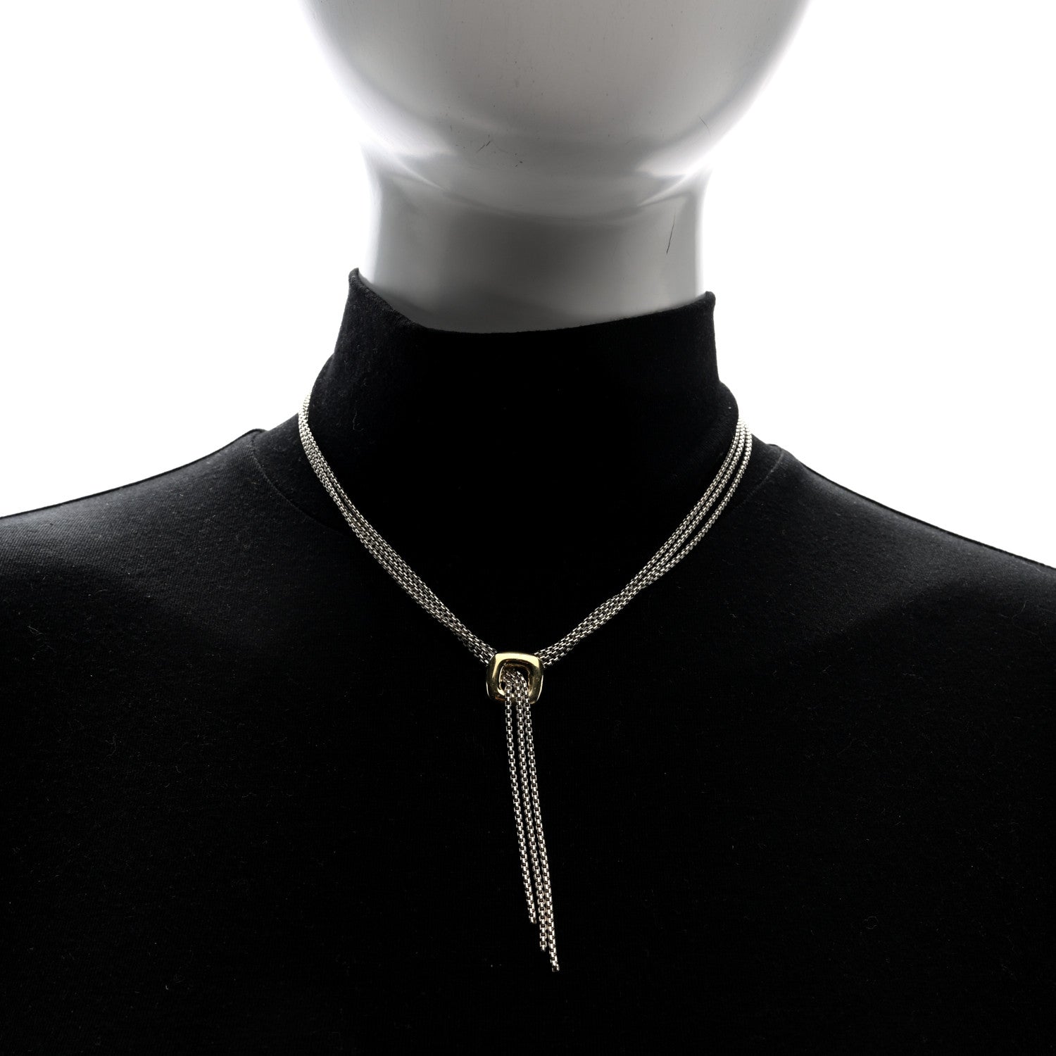 David Yurman Sterling Silver 18K Yellow Gold Lariat Waterfall Necklace 2 of 4