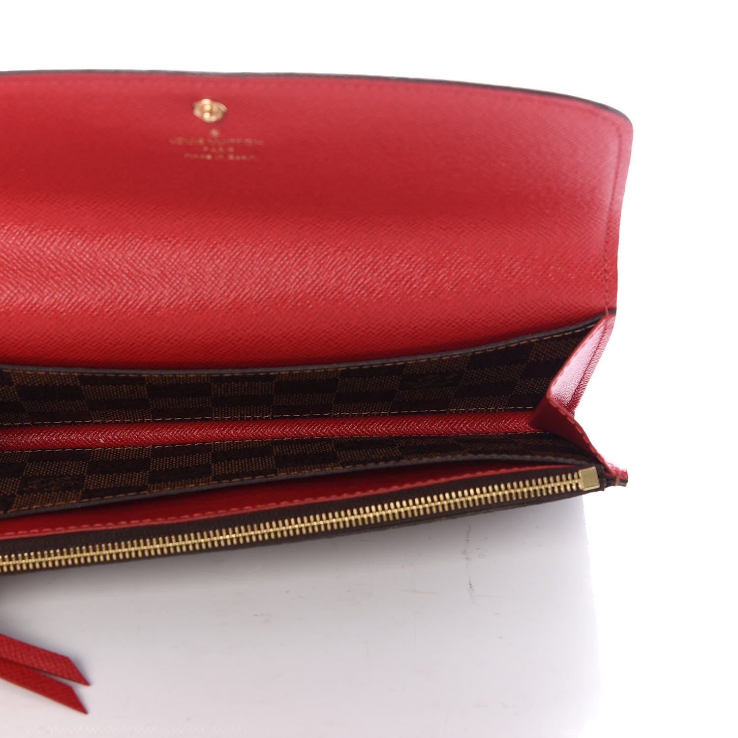 Louis Vuitton Damier Ebene Emilie Wallet Red 5 of 7