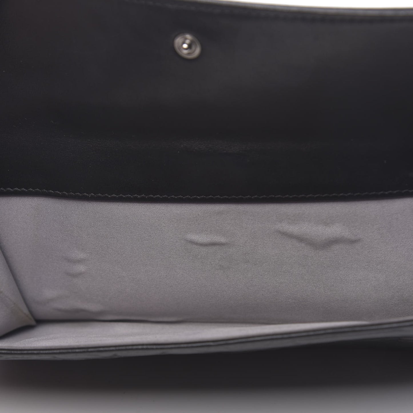 Lambskin Embossed Camellia Large Gusset Flap Wallet Black