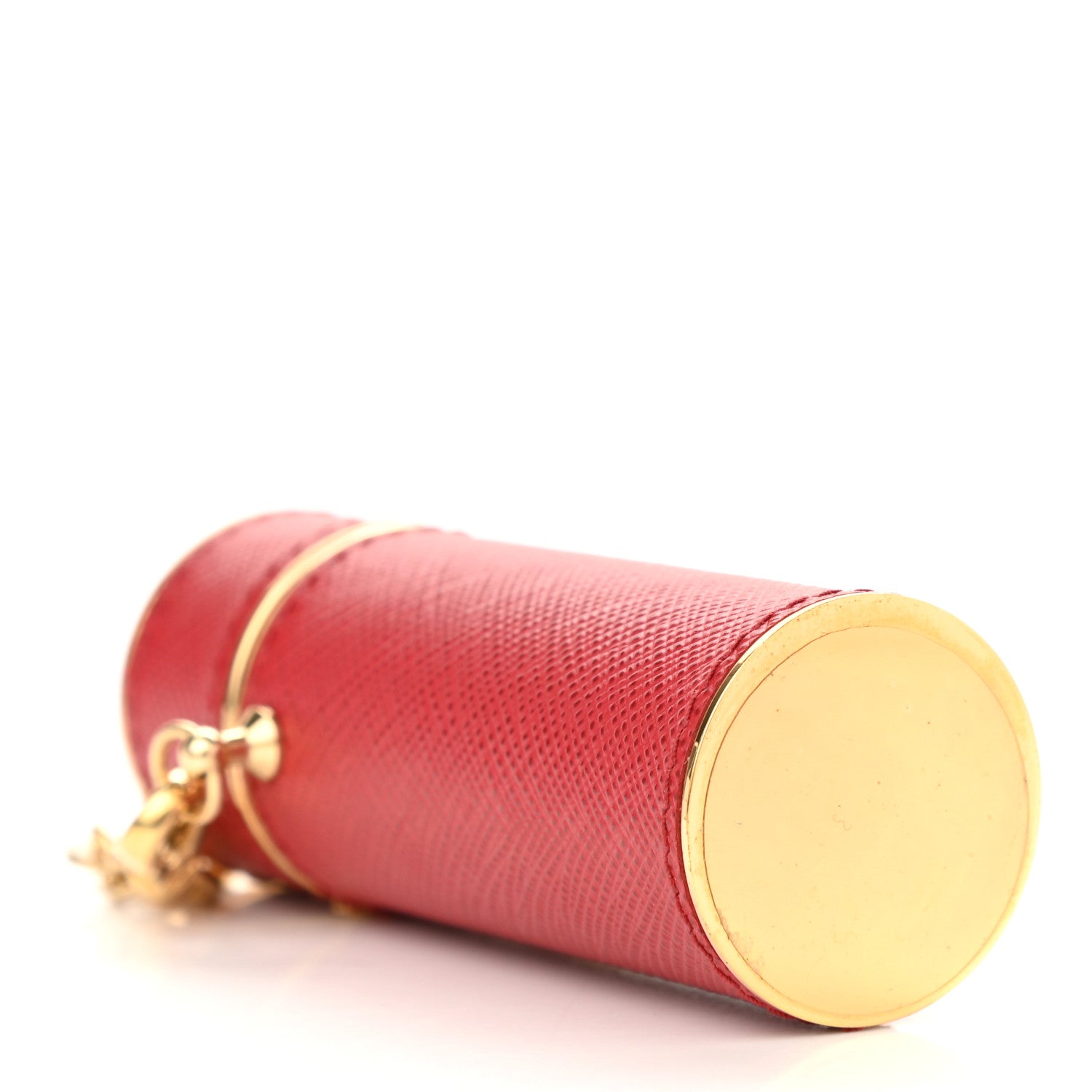 Prada Saffiano Logo Plaque Lipstick Case Fuoco 4 of 8