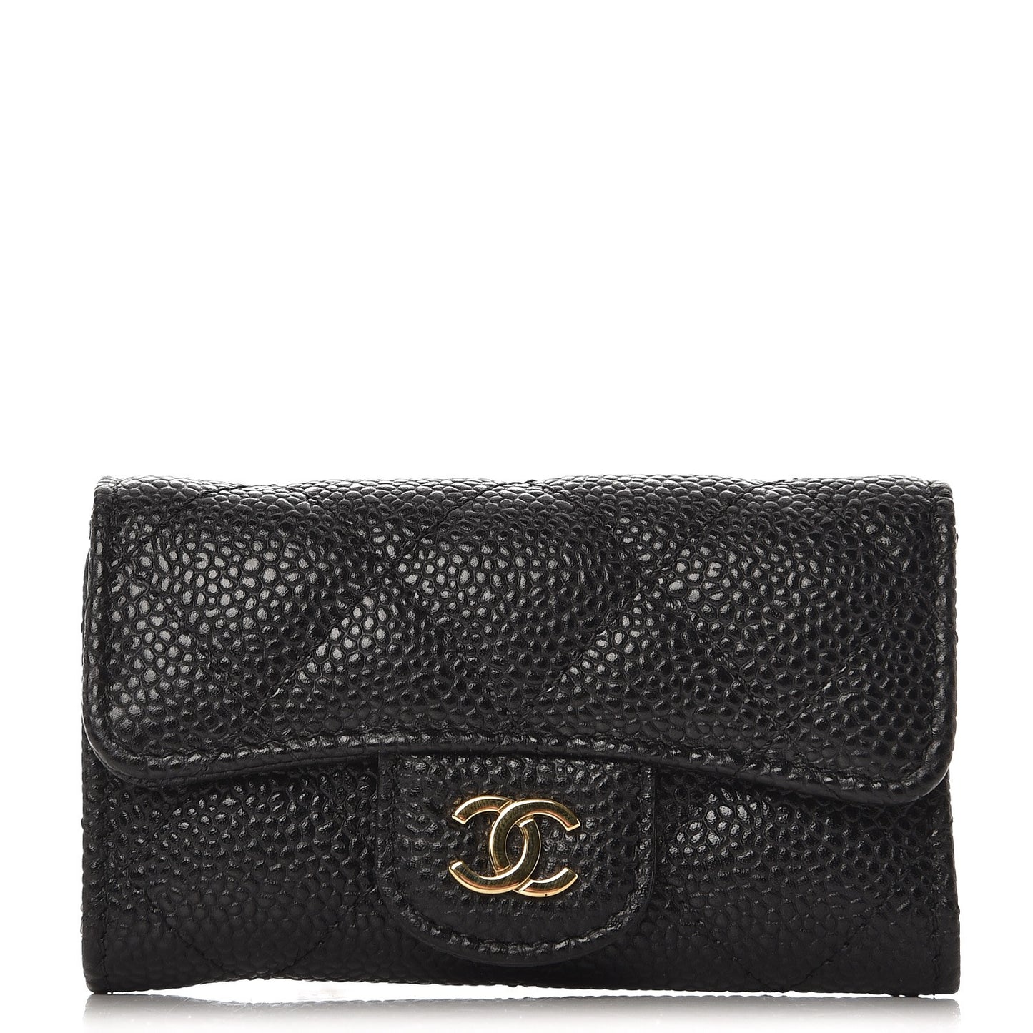 Caviar Quilted 6 Key Holder Black