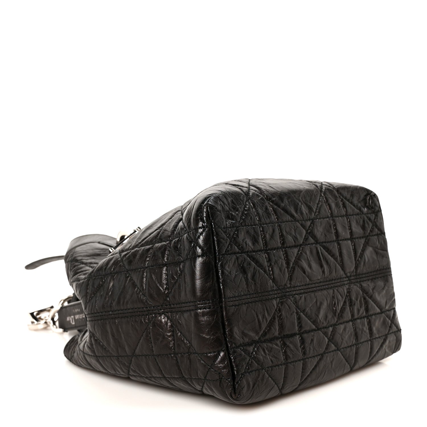 Christian Dior Crinkled Calfskin Macrocannage Small Toujours Vertical Tote Black 4 of 10
