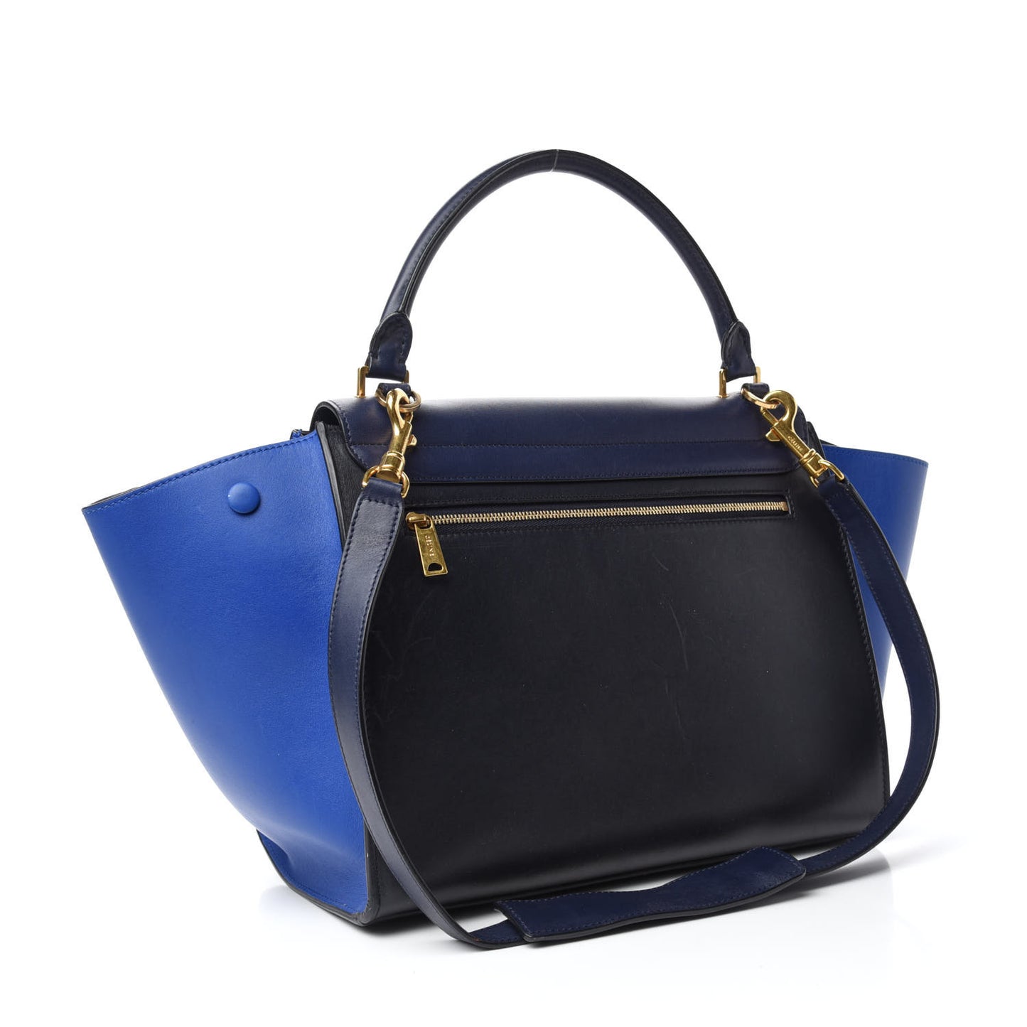 Smooth Calfskin Medium Tri-Color Trapeze Cobalt