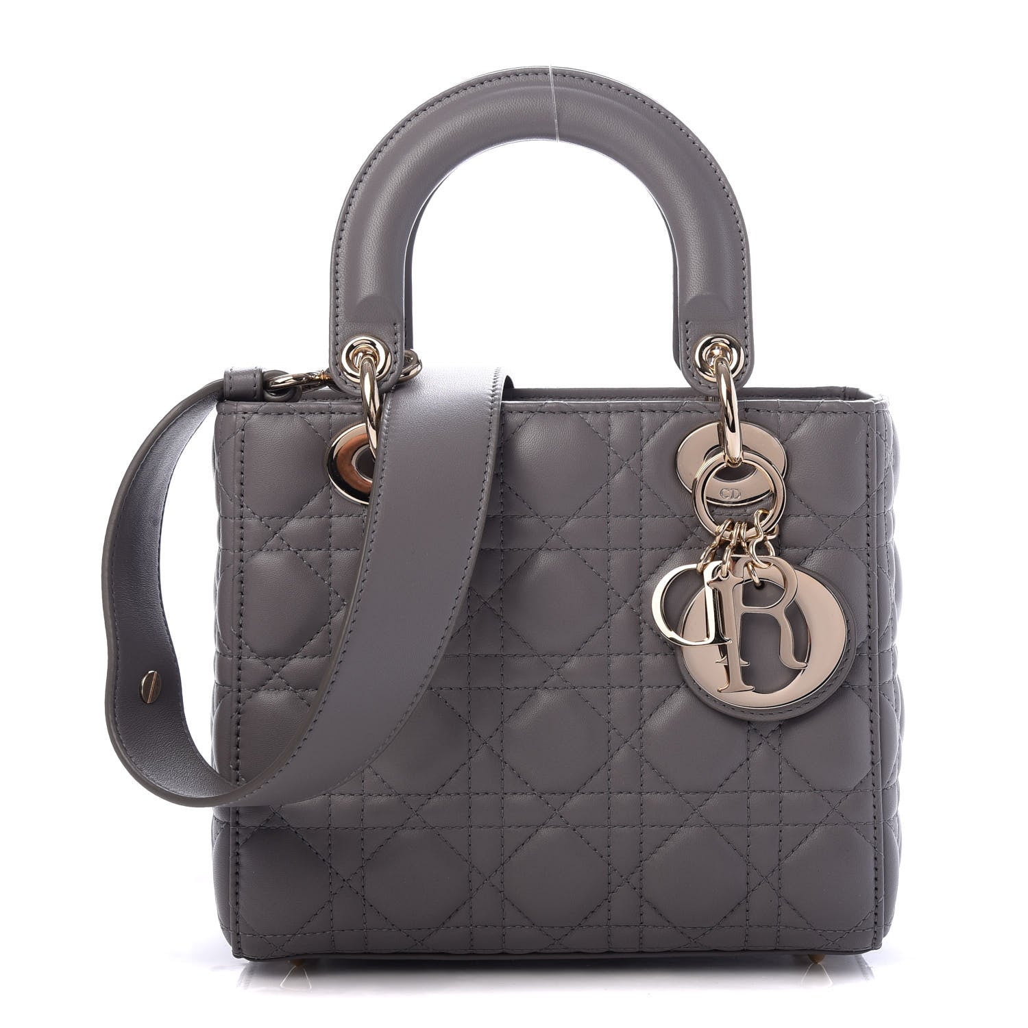 Christian Dior Lambskin Cannage Medium Lady Dior Grey 1 of 9