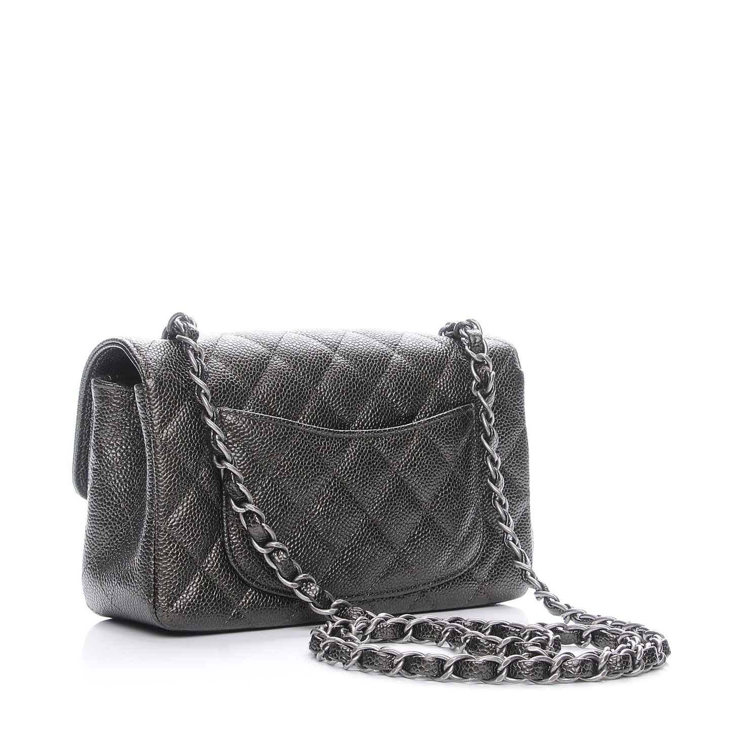 Caviar Quilted Mini Rectangular Flap Charcoal
