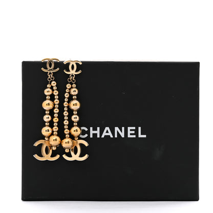 Chanel Metal CC Bead Drop Earrings Gold 6 of 6