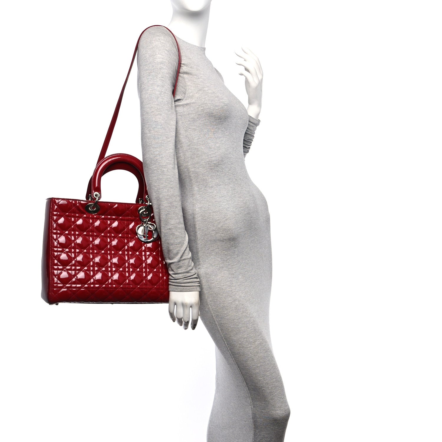 Christian Dior Patent Cannage Large Lady Dior Red 2 of 10