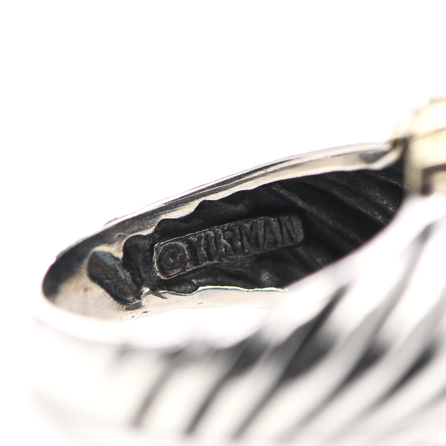 Sterling Silver 14K Yellow Gold Cable Station Ring 49 5