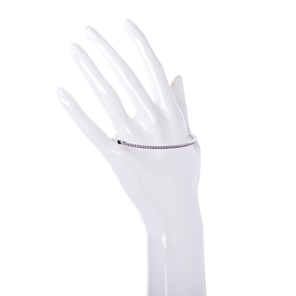 Tiffany 18K White Gold Pink Sapphire Metro Hinged Bangle L 2 of 5