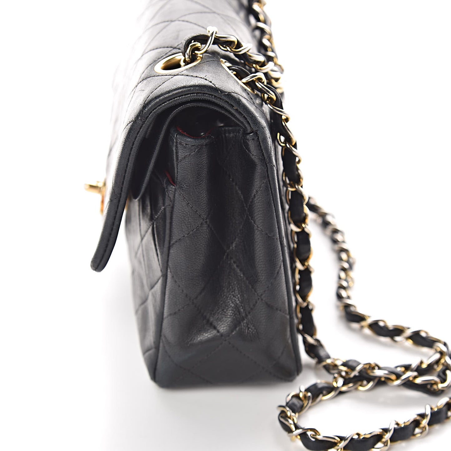 Lambskin Quilted Small Double Flap Black