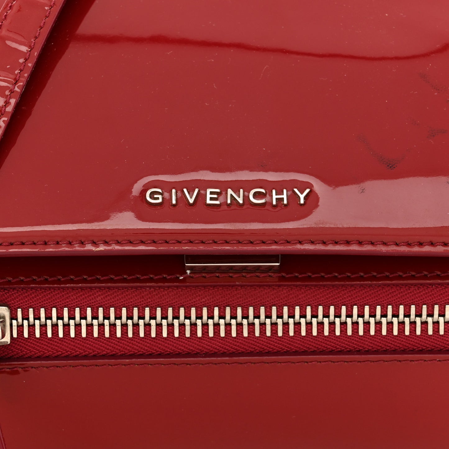 Patent Calfskin Mini Pandora Box Crossbody Bag Red