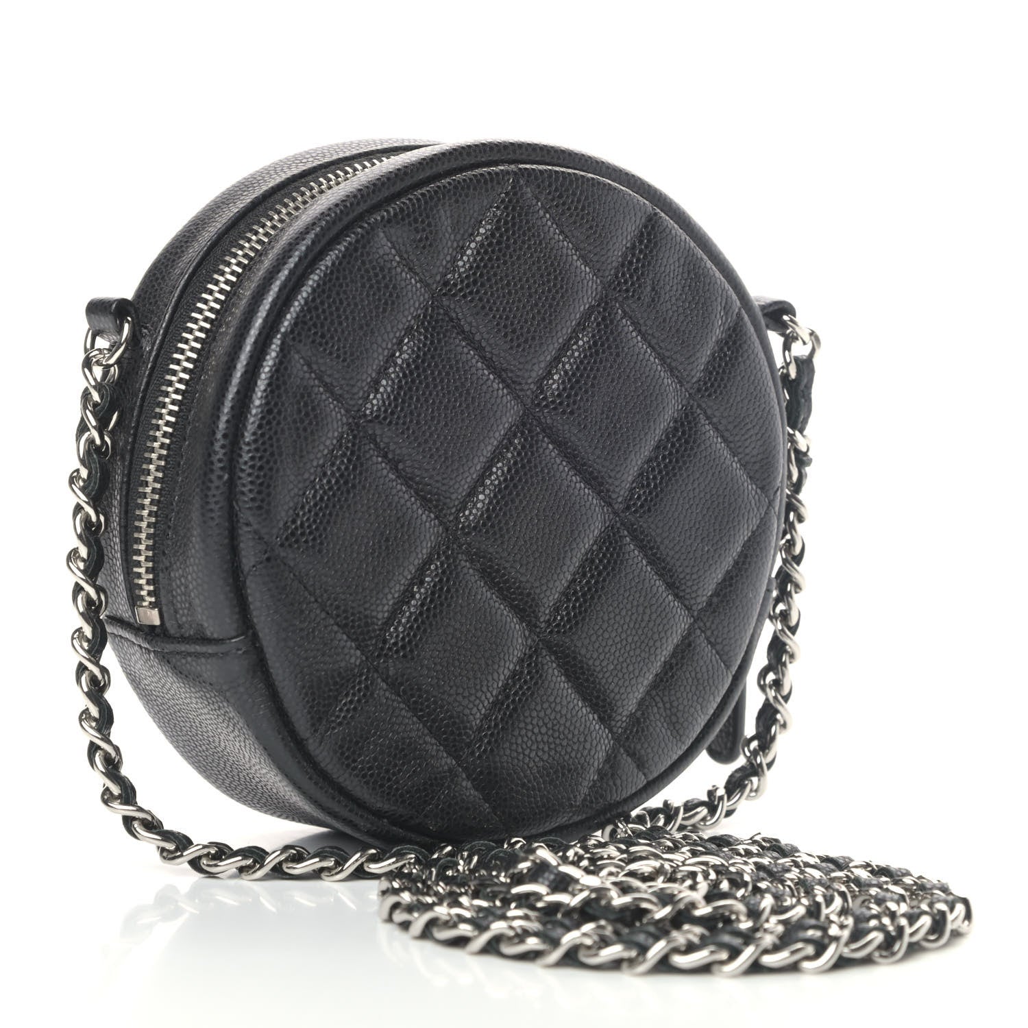 Chanel Caviar Quilted Round Clutch With Chain Black 2 of 4
