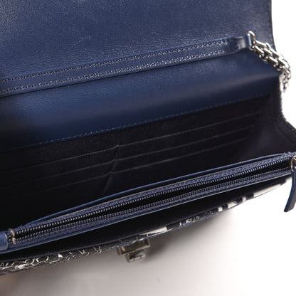 Chanel Canvas Printed Quilted 2.55 Reissue Wallet On Chain WOC White Black Navy Blue 4 of 14