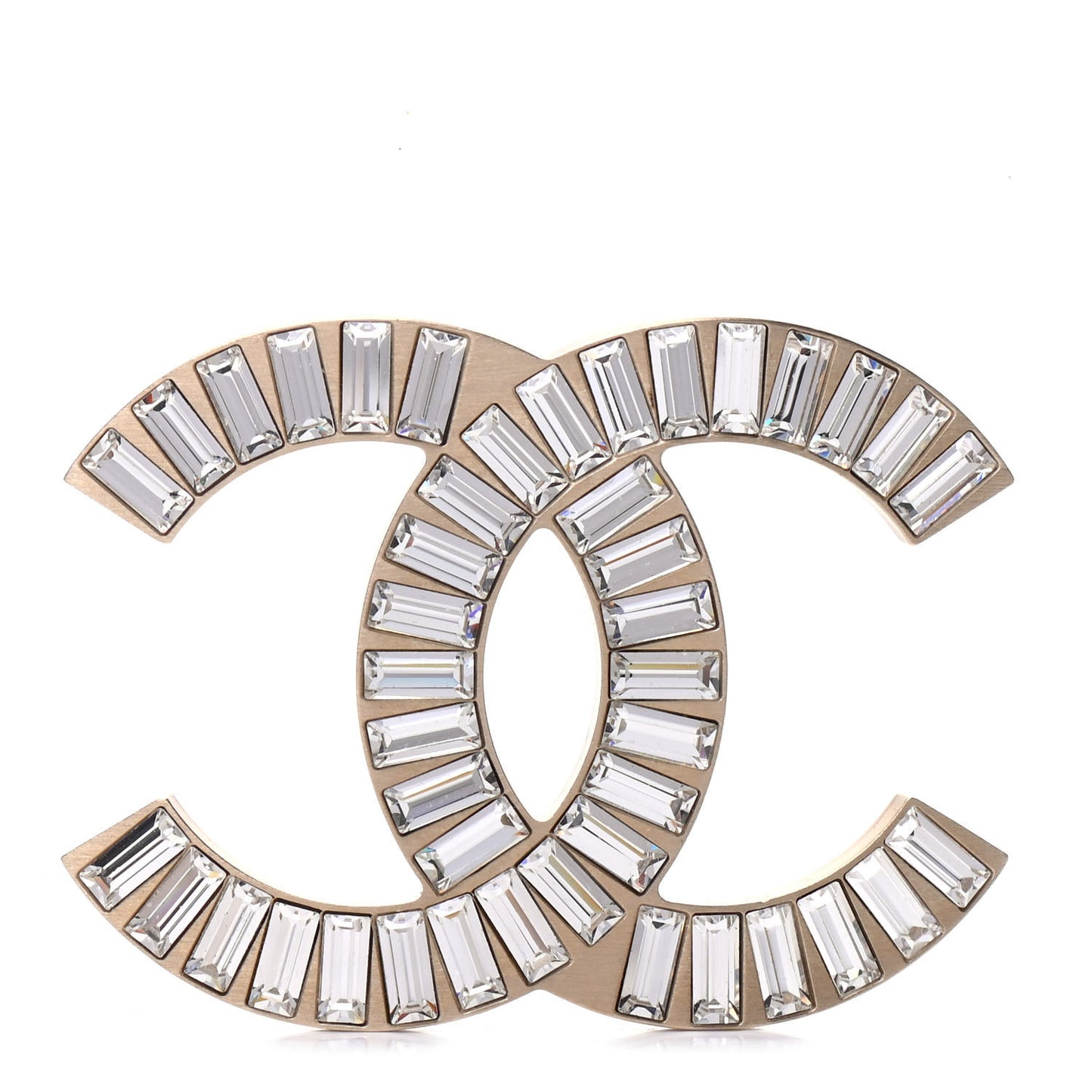 Baguette Crystal CC Brooch Gold