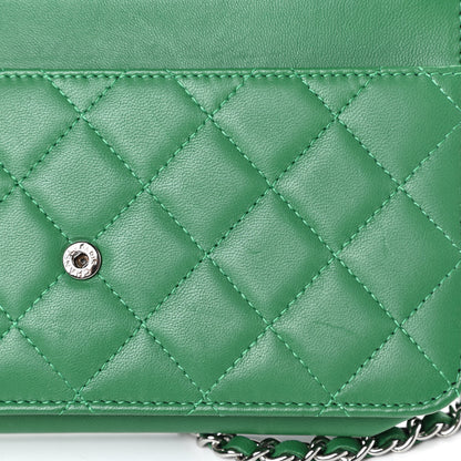 Chanel Lambskin Quilted Boy Wallet On Chain WOC Green 13 of 15
