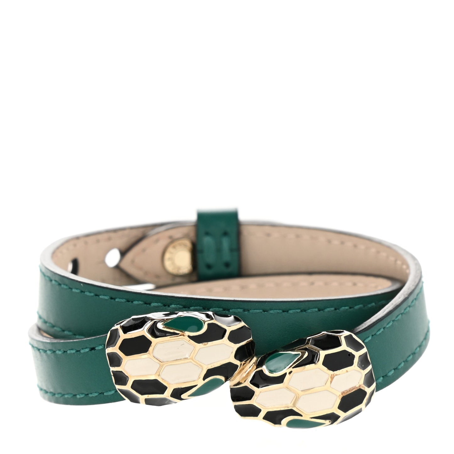 Calfskin Serpenti Forever Multi-coiled Bracelet Emerald Green