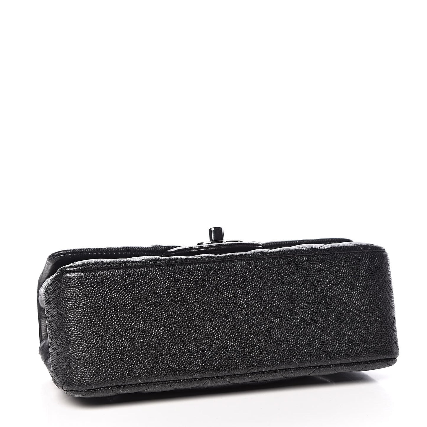 Iridescent Caviar Quilted Mini Rectangular Flap Black