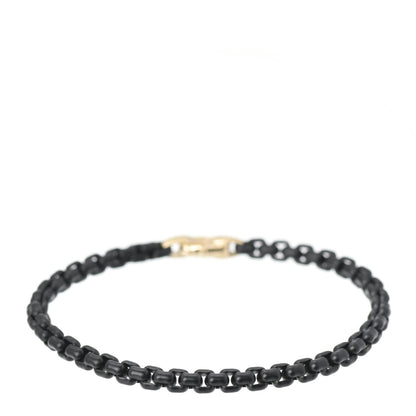 David Yurman Stainless Steel 14K Yellow Gold Acrylic Bel Aire 4mm Chain Bracelet Black M 1 of 4