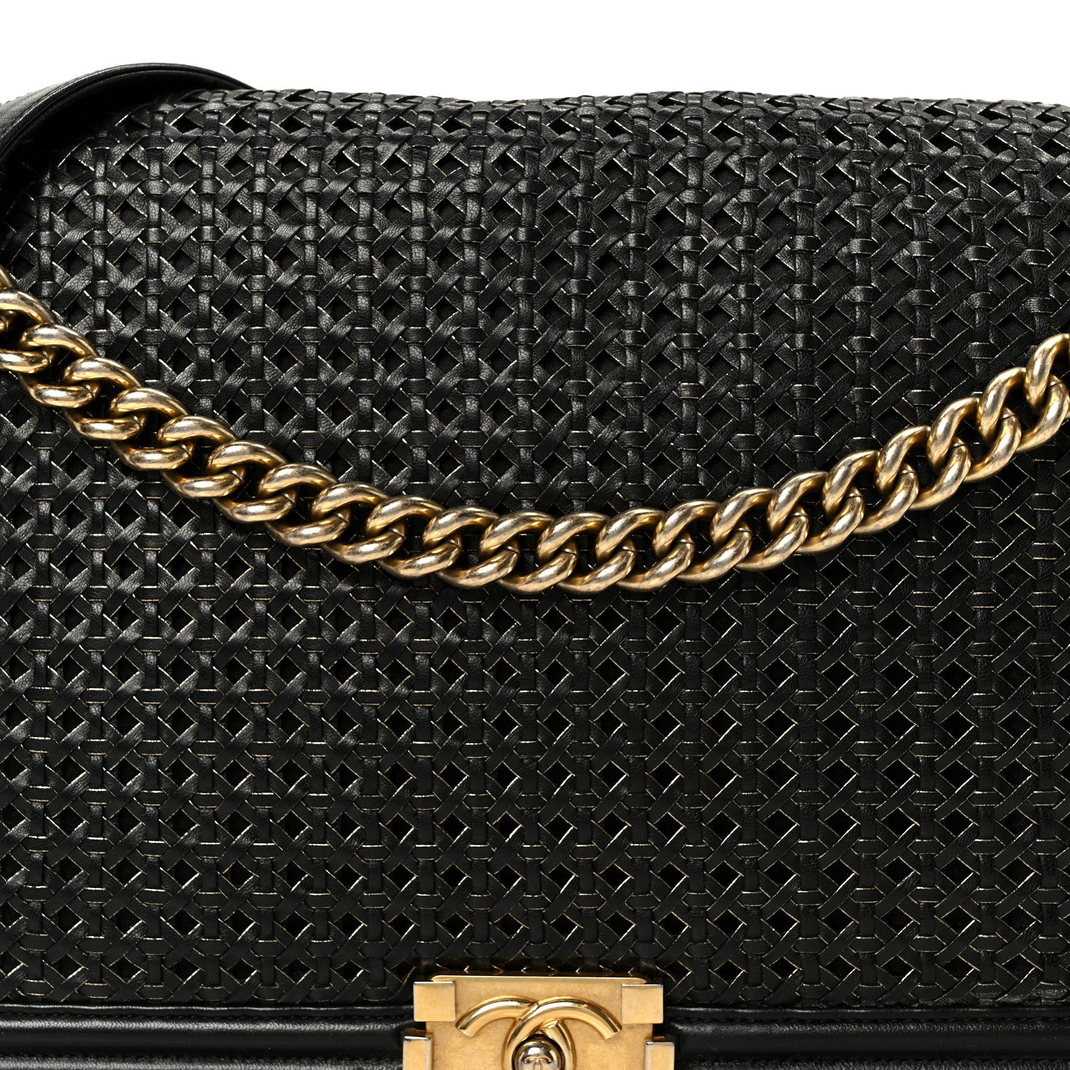 Chanel Braided Sheepskin Large Boy Reverso Flap Black 8 of 10