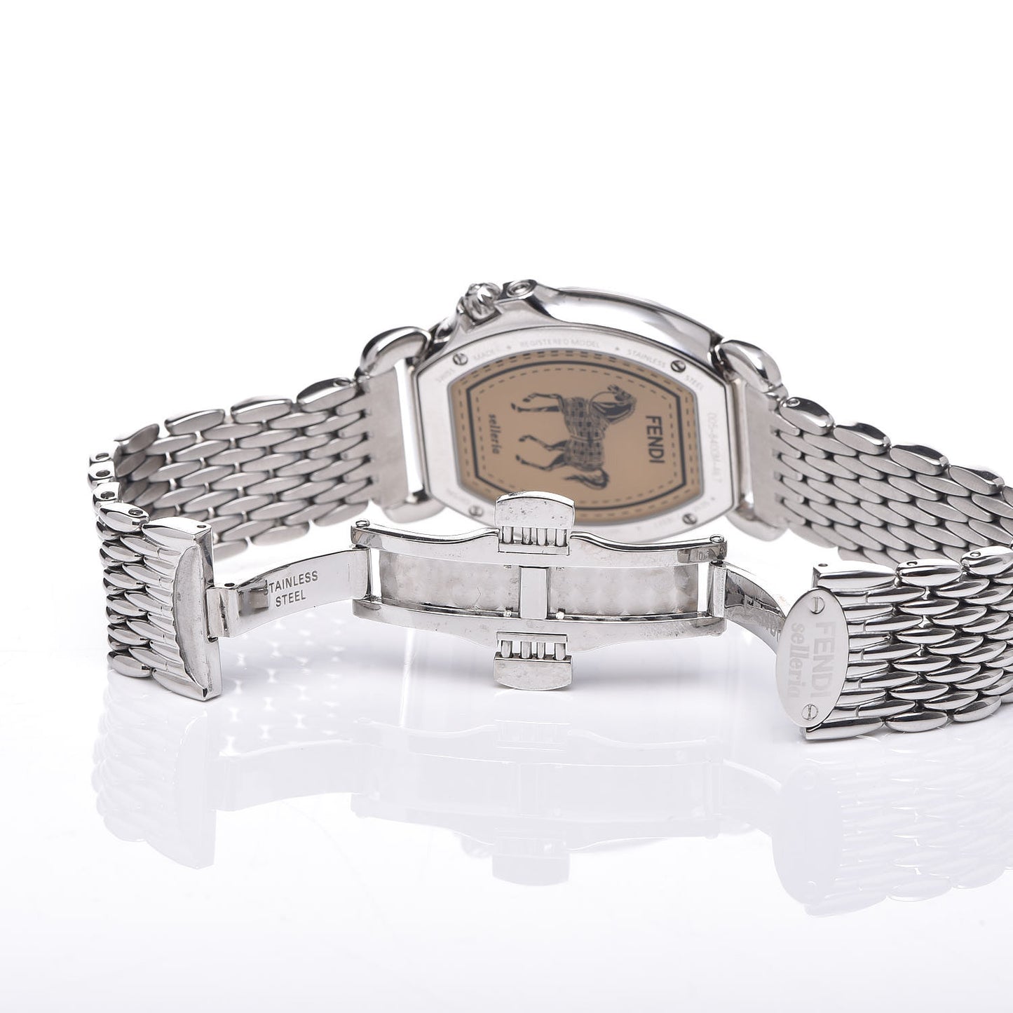 Stainless Steel Diamond Mother of Pearl 34mm Selleria Tonneau Quartz Watch