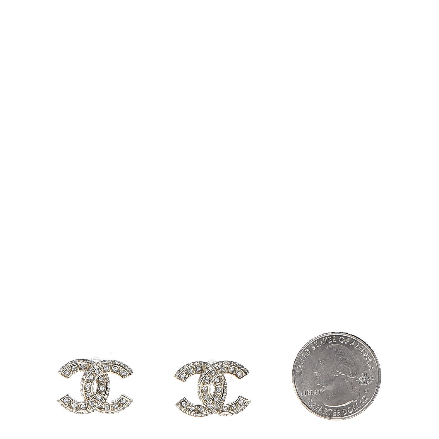 Chanel Crystal Timeless CC Earrings Light Gold 2 of 5