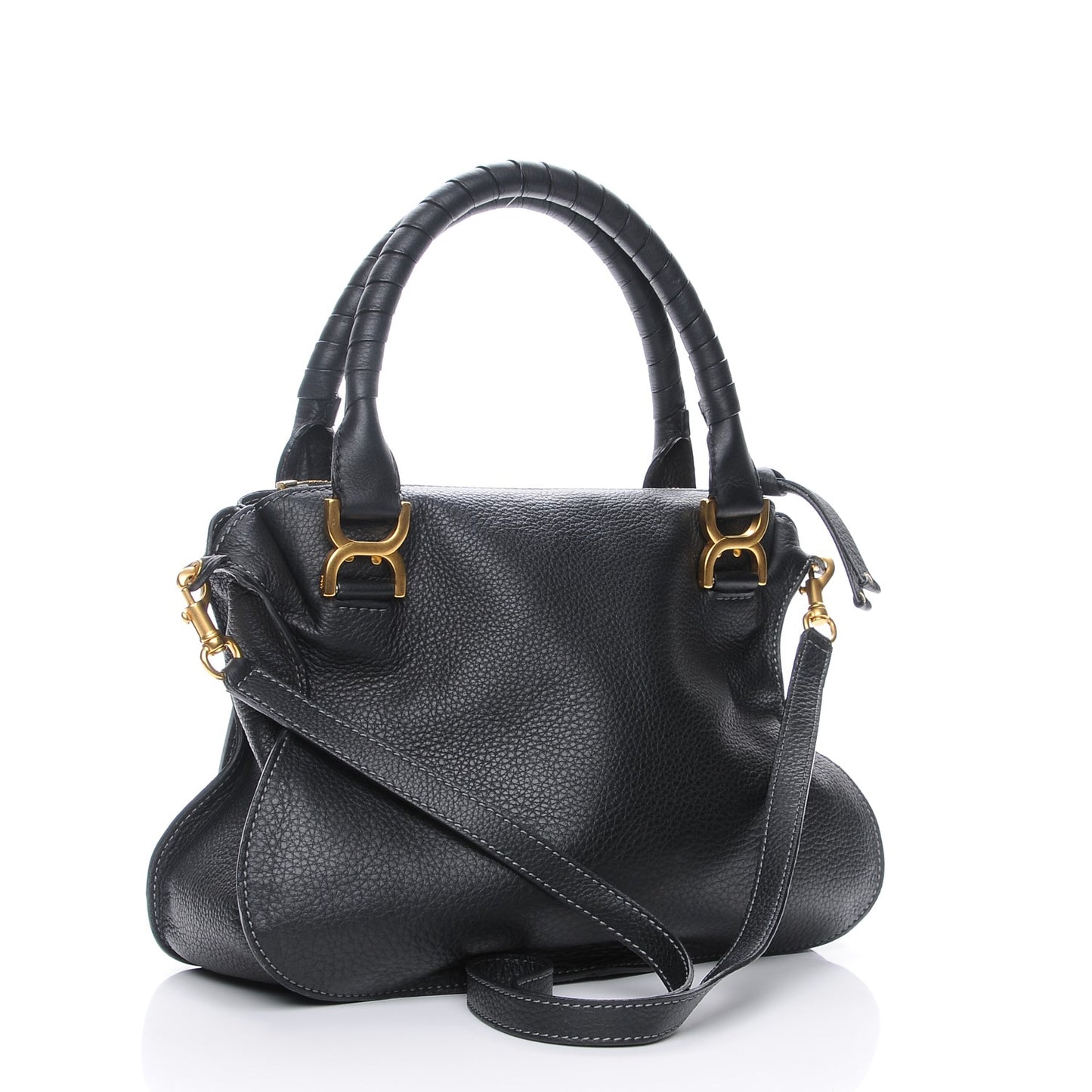 Calfskin Medium Marcie Satchel Black