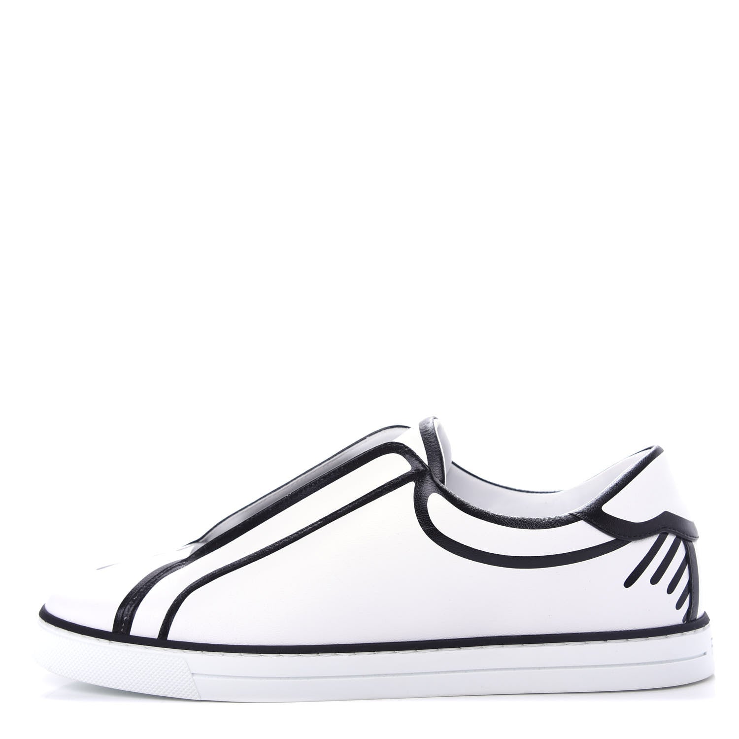 Fendi X JOSHUA VIDES Nappa Rockoclick Slip On Sneakers 39 Snow White Black 1 of 11