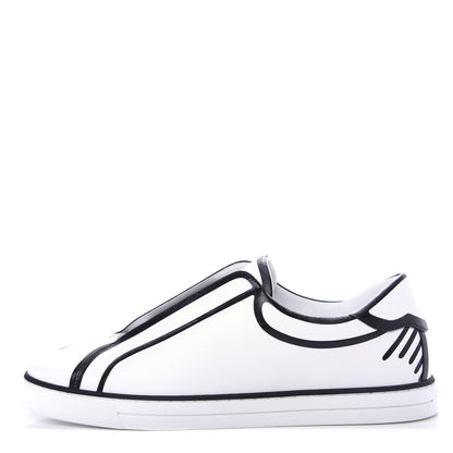 Fendi X JOSHUA VIDES Nappa Rockoclick Slip On Sneakers 39 Snow White Black 1 of 11