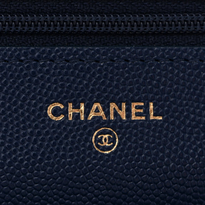 Chanel Caviar Quilted Wallet on Chain WOC Navy Blue 6 of 14