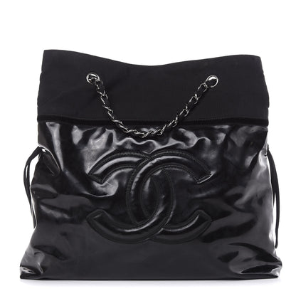 Chanel Vinyl Spirit Drawstring Tote Black 1 of 13