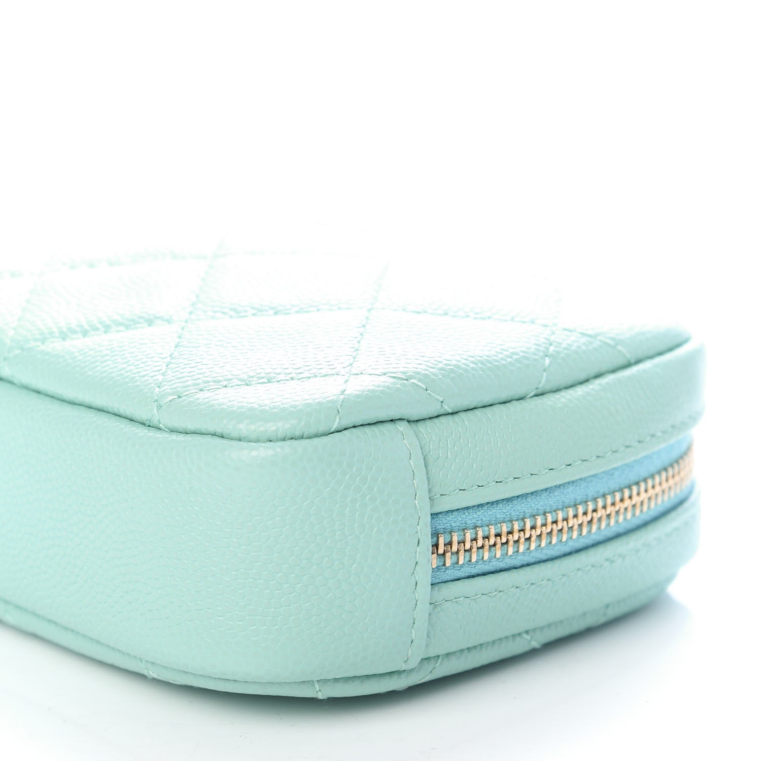 Chanel Caviar Quilted Small Curvy Pouch Cosmetic Case Light Blue 9 of 10