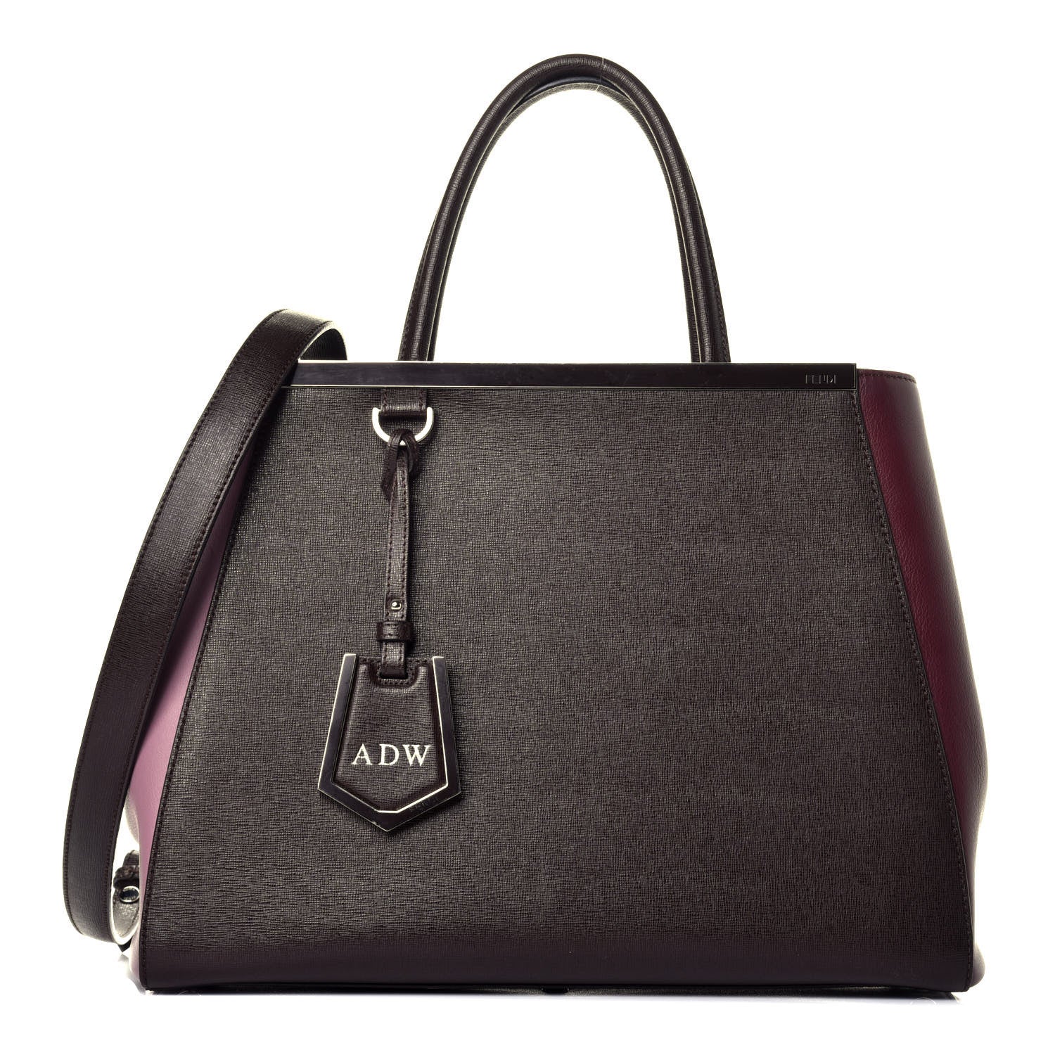 Fendi Vitello Elite Colorblock Regular 2Jours Tote Caffe Noir Bordeaux ...