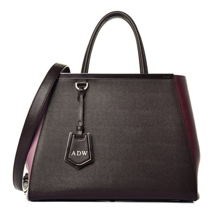 Fendi Vitello Elite Colorblock Regular 2Jours Tote Caffe Noir Bordeaux Glicine 1 of 11