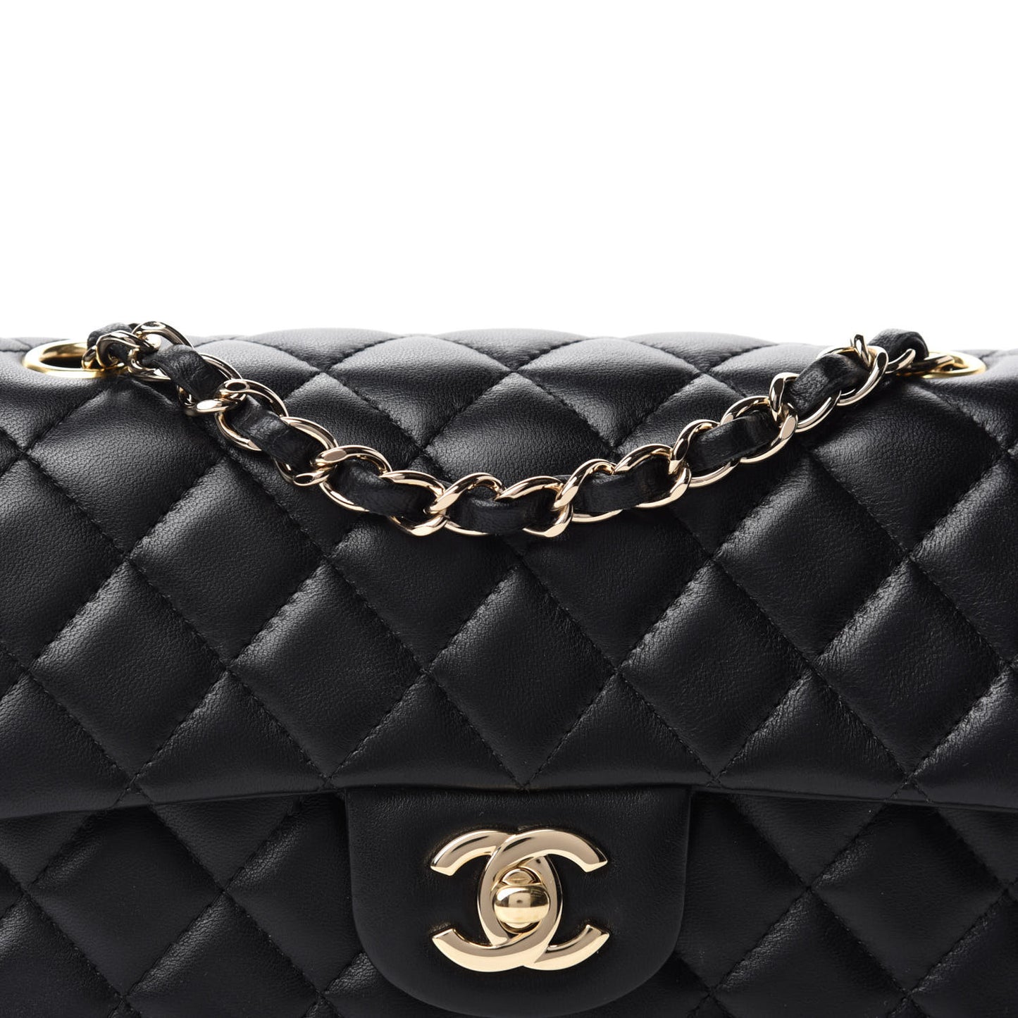 Lambskin Quilted Mini Rectangular Flap Black